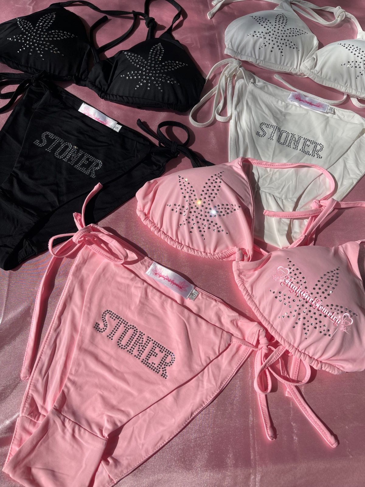 Stoner Clear Rhinestone Bikini Set♡