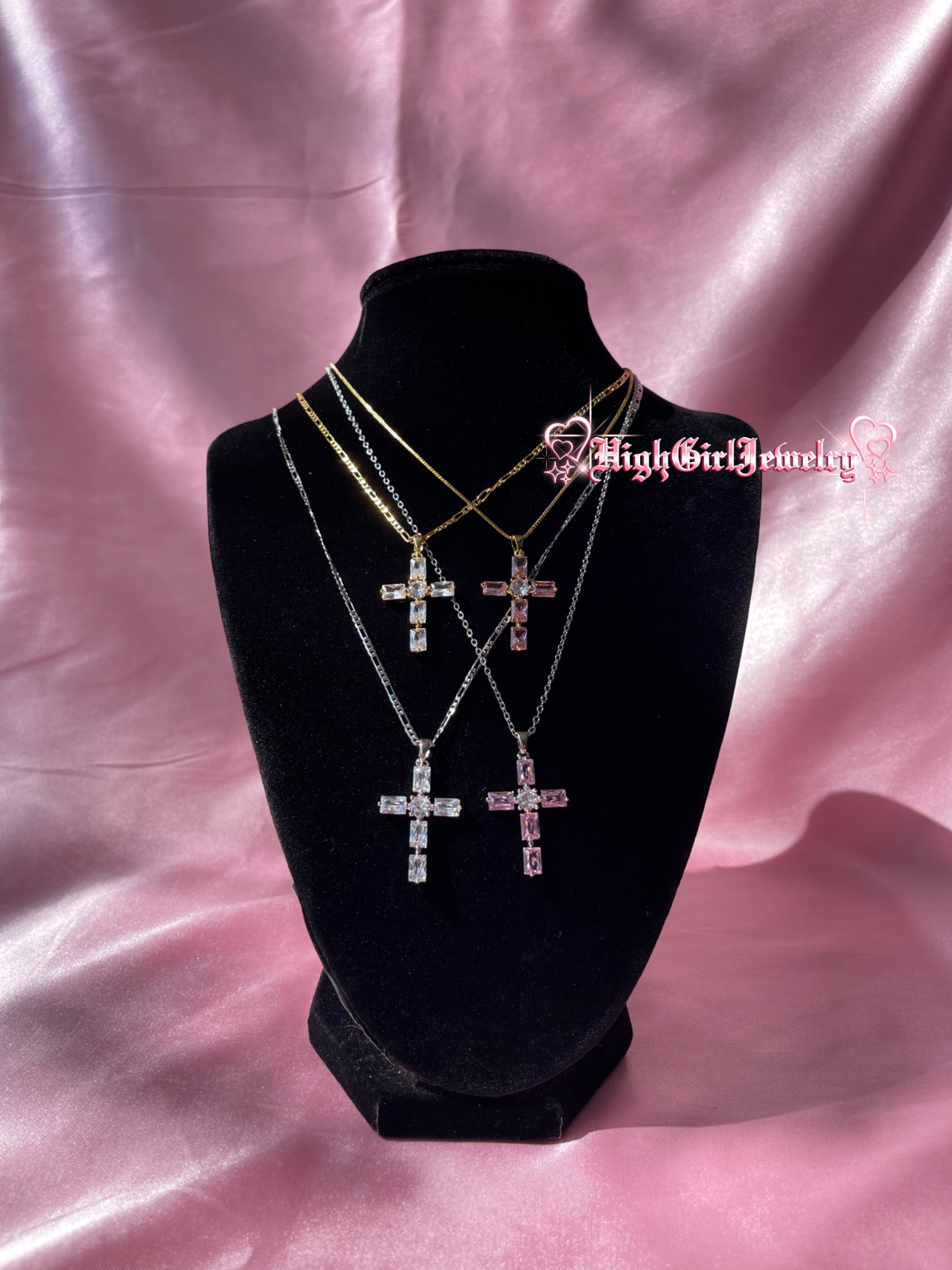 Baguette Cross Necklace♡
