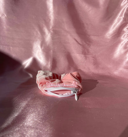 Pink Hidden Pocket Velvet Scrunchie♡