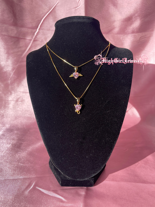 Devil's Angel Pink Necklace Set♡
