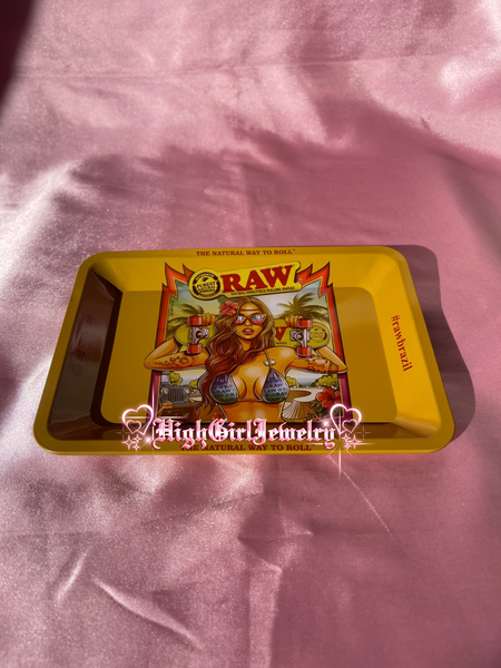 MontCherry & Raw Deal ''Bikini Girl Large Metal Rolling Tray with