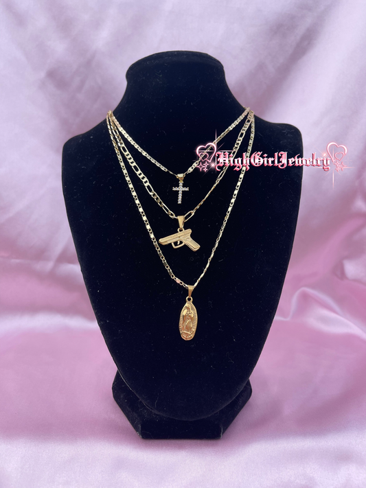 Virgin Mary Gang Necklace Set♡