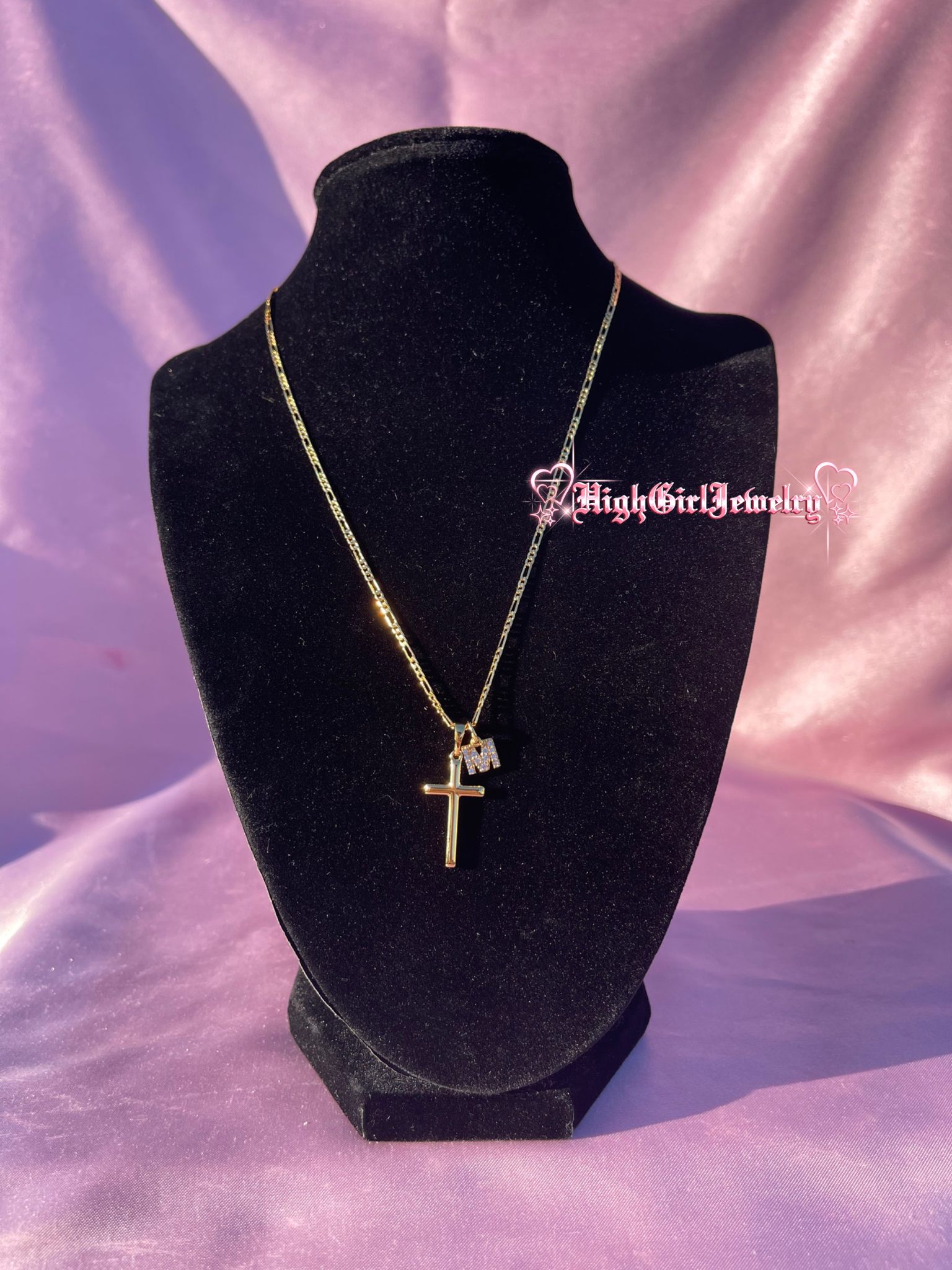 Classic Cross With Initial Necklace ♡preorder♡