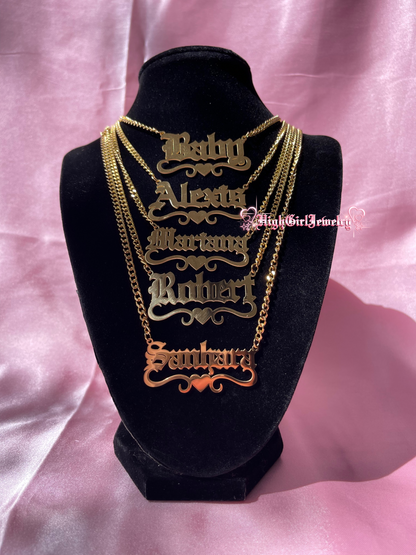 Custom Name With Heart Necklace ♡preorder♡
