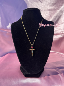 Pink Crucifix Cross Necklace♡