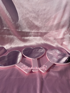 Pink Handheld Heart Shaped Mirror♡