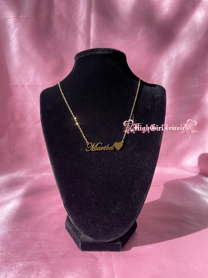 Custom Name And Bold Heart Necklace ♡preorder♡