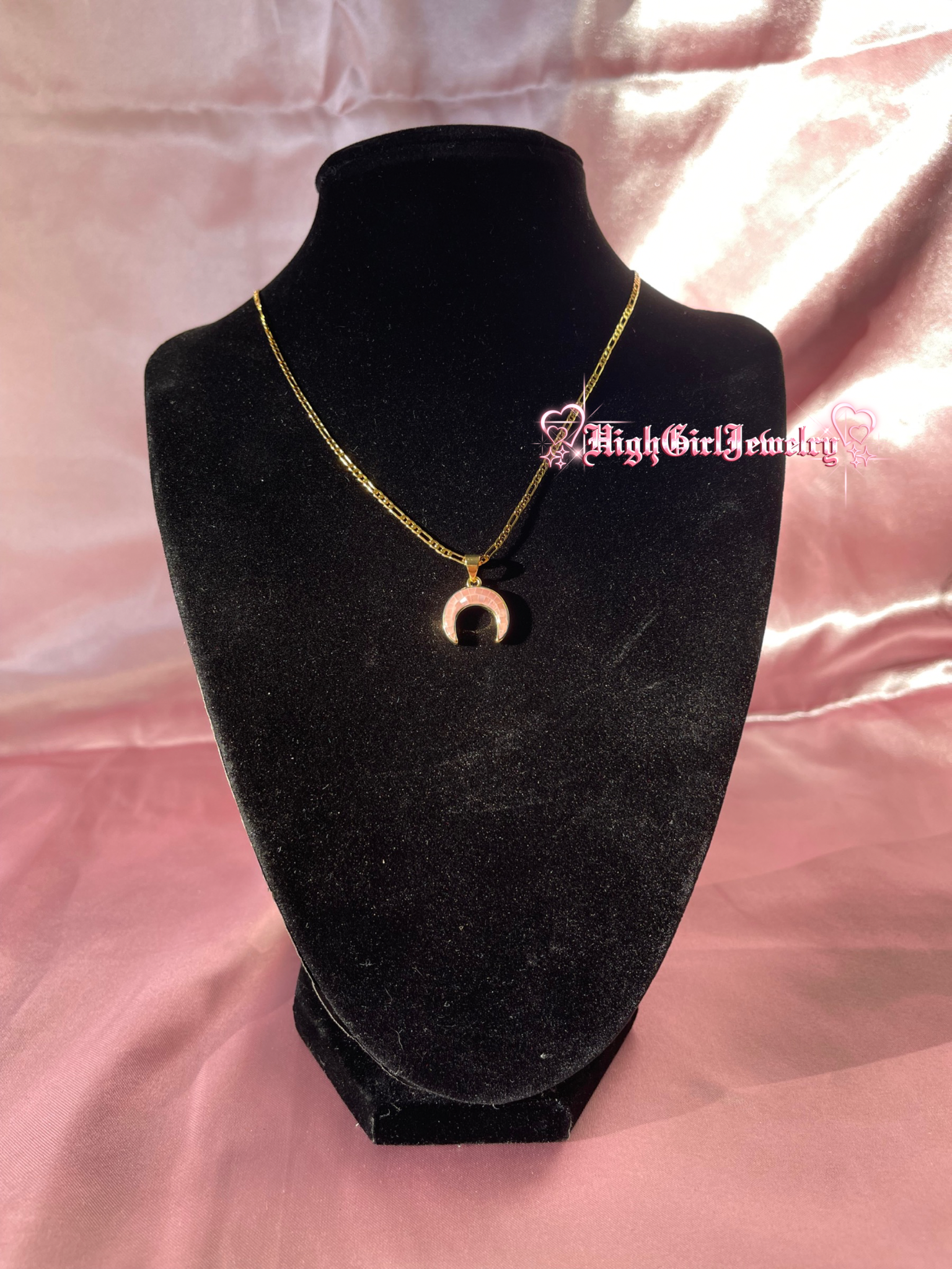 Pink Crescent Necklace♡