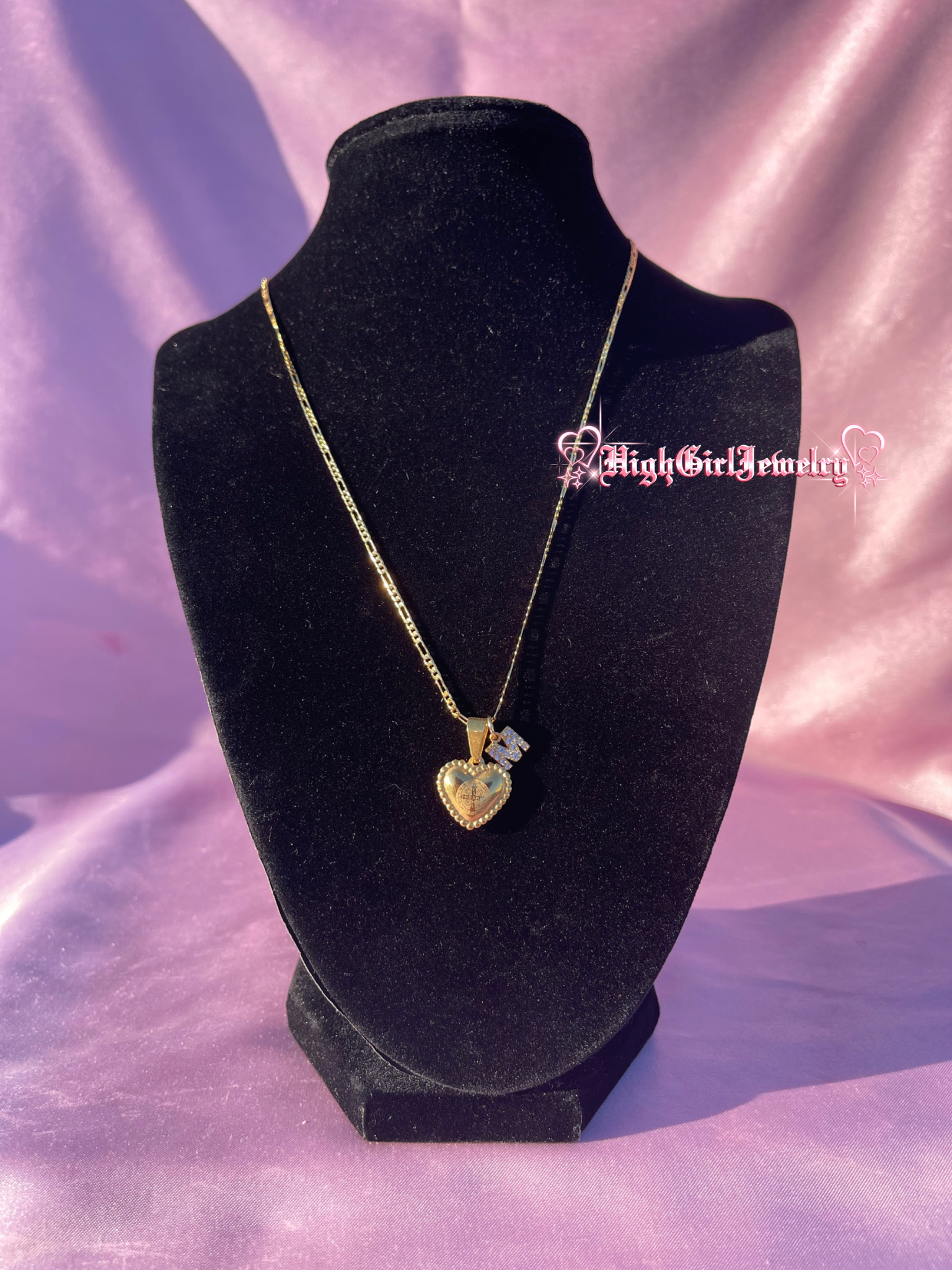 Cross Heart With Initial Necklace ♡preorder♡