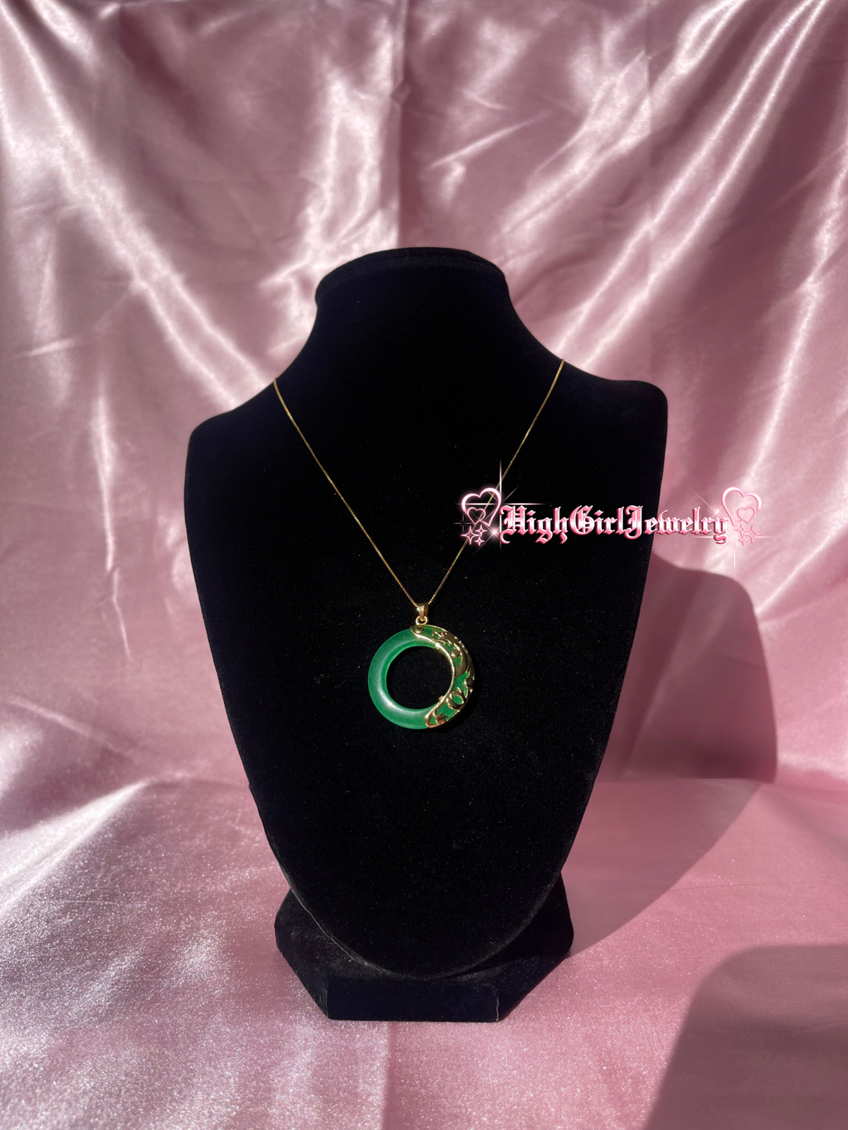 Green Jade Donut Necklace♡