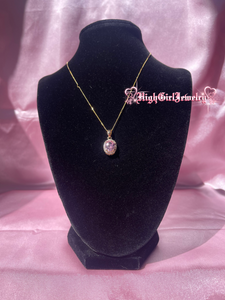 Pink Oval Necklace♡
