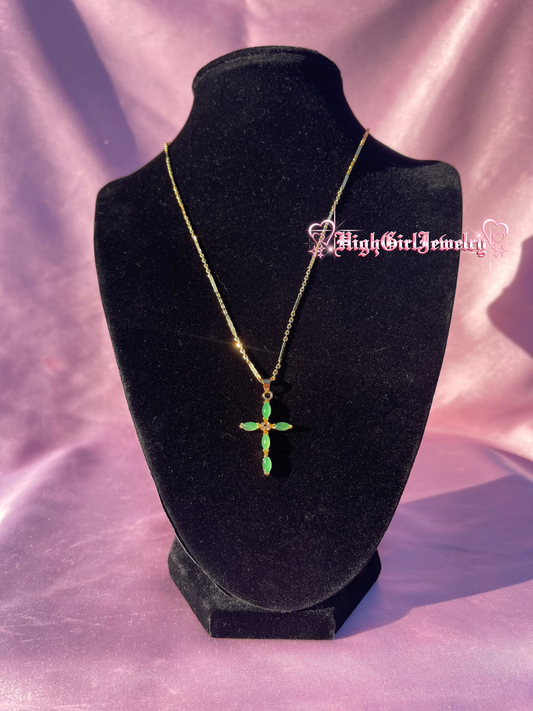 Jaded Up Cross Necklace♡