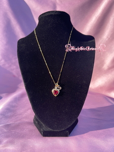 Red Icy Heart With Initial Necklace ♡preorder♡