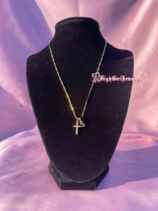 Mini Cross With Initial Necklace ♡preorder♡